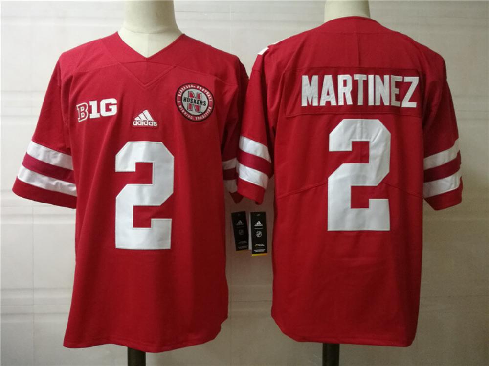 Mens Nebraska Cornhuskers 2 Adrian Martinez College Football Jersey Red