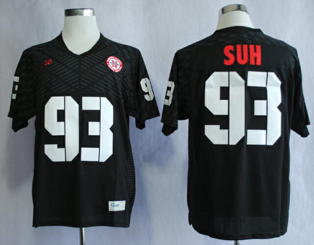Mens Nebraska Huskers 93 Ndamukong Suh Jersey College Black