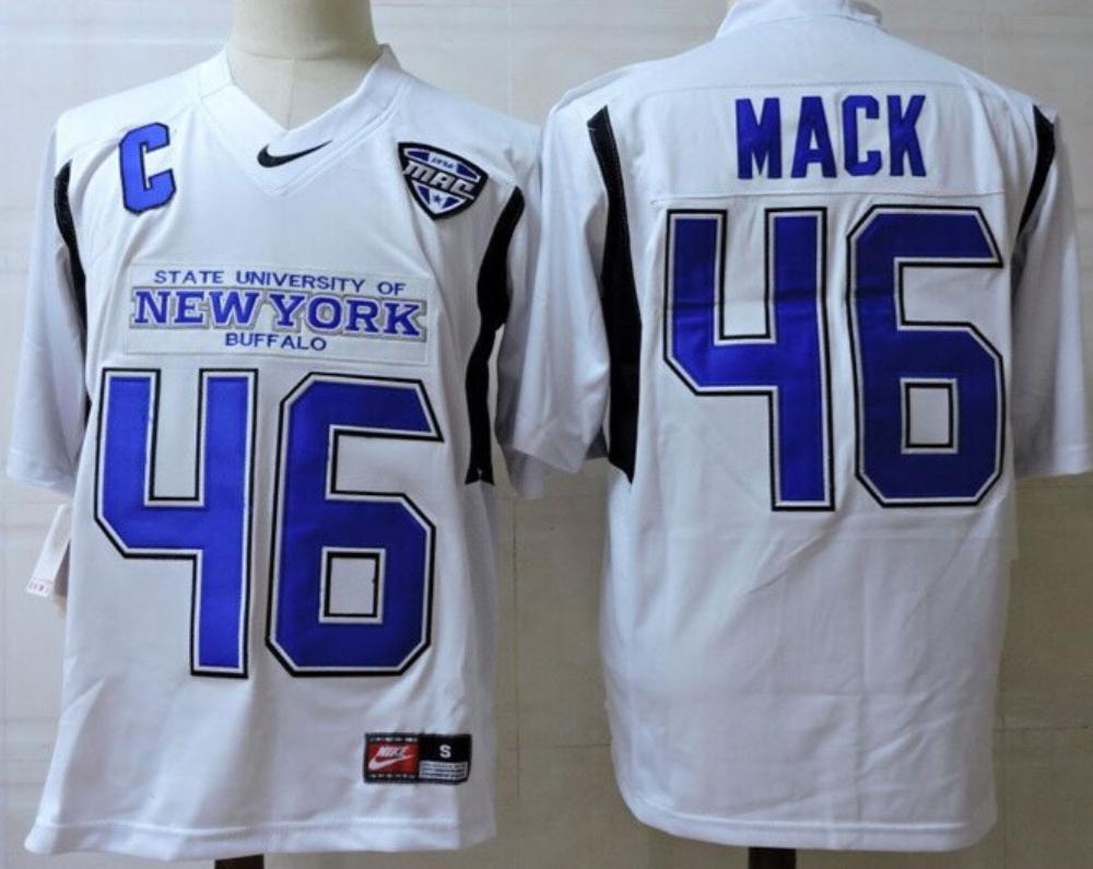 Mens New York Buffalo 46 Mack College Football Jersey White