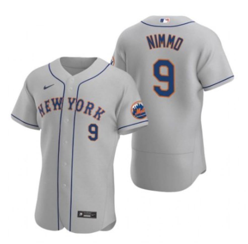 Mens New York Mets 9 Brandon Nimmo Gray Flex Base Stitched Jersey