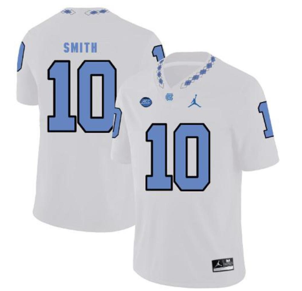 Mens North Carolina Tar Heels 10 Andre Smith Ncaa Football Jersey White