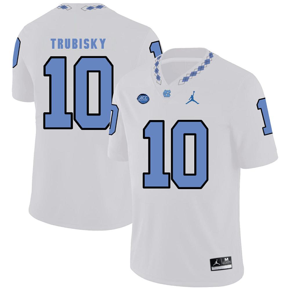 Mens North Carolina Tar Heels 10 Mitchell Trubisky Football Jersey White