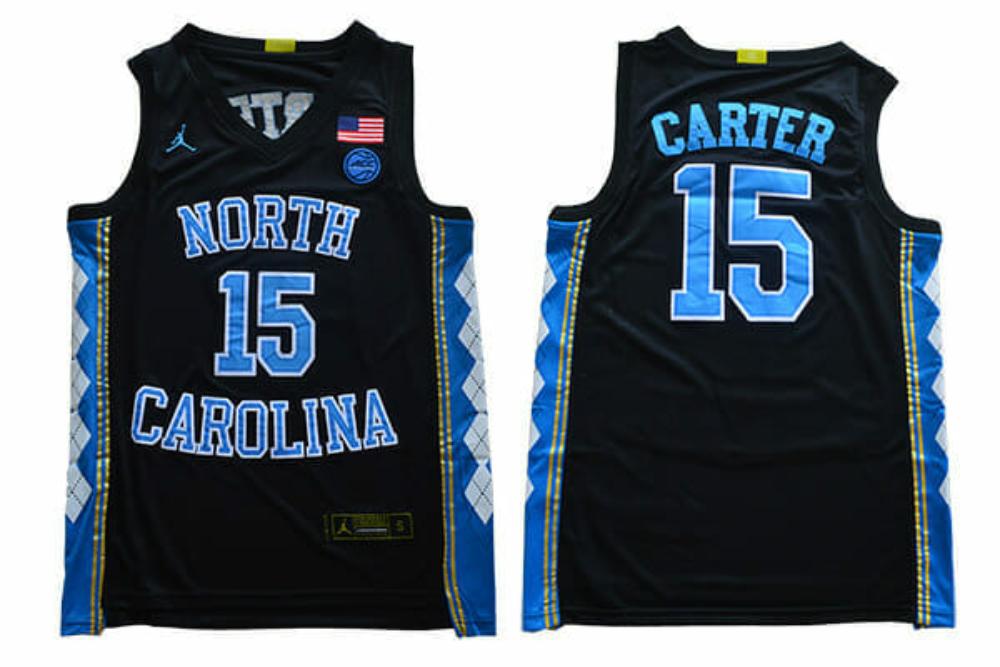 Mens North Carolina Tar Heels 15 Carter Ncaa Basketball Black Jersey