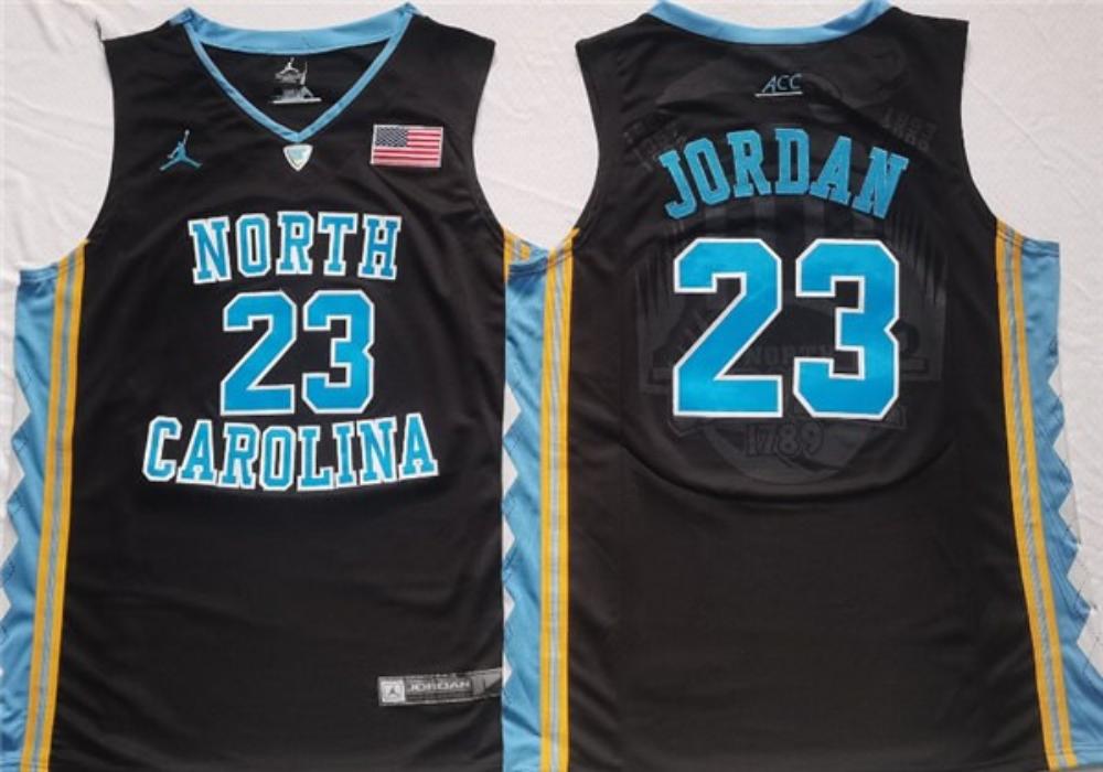 Mens North Carolina Tar Heels 23 Michael Jordan Black Jersey