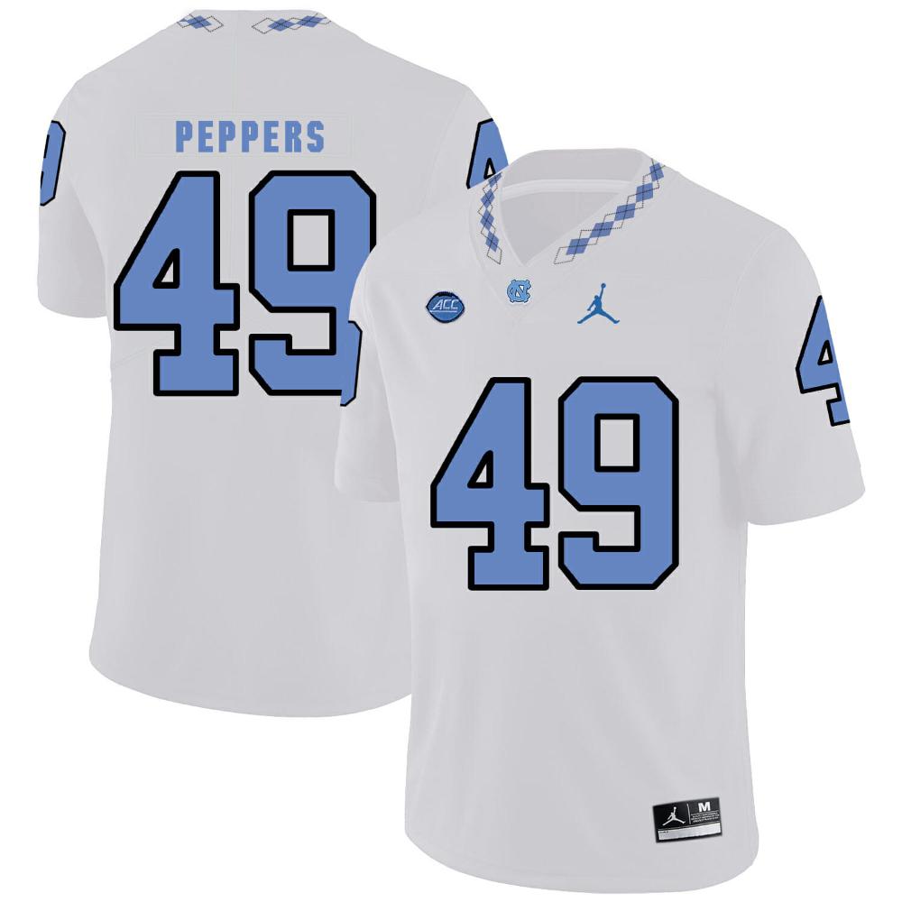 Mens North Carolina Tar Heels 49 Julius Peppers Football Jersey White