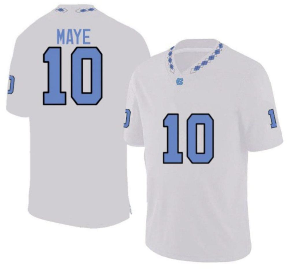 Mens North Carolina Tar Heels Game Drake Maye Jersey 10 College White