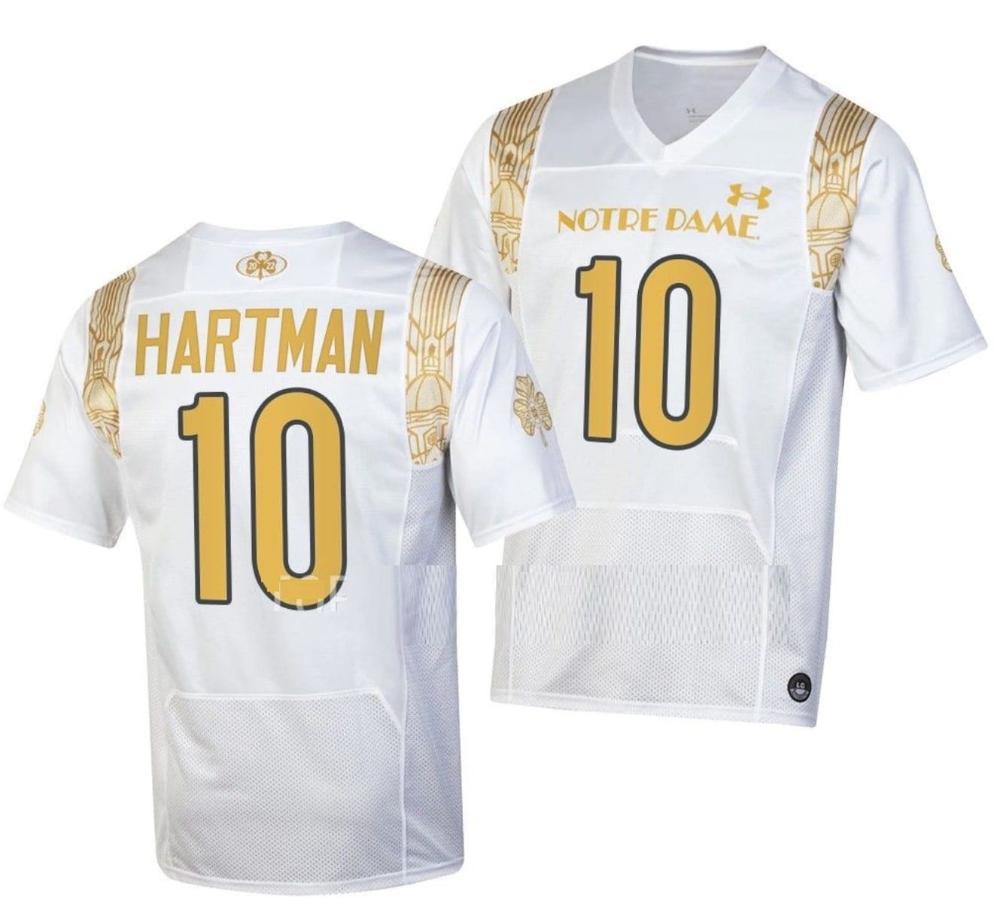 Mens Notre Dame Fighting Irish 10 Sam Hartman Jersey Shamrock Series College