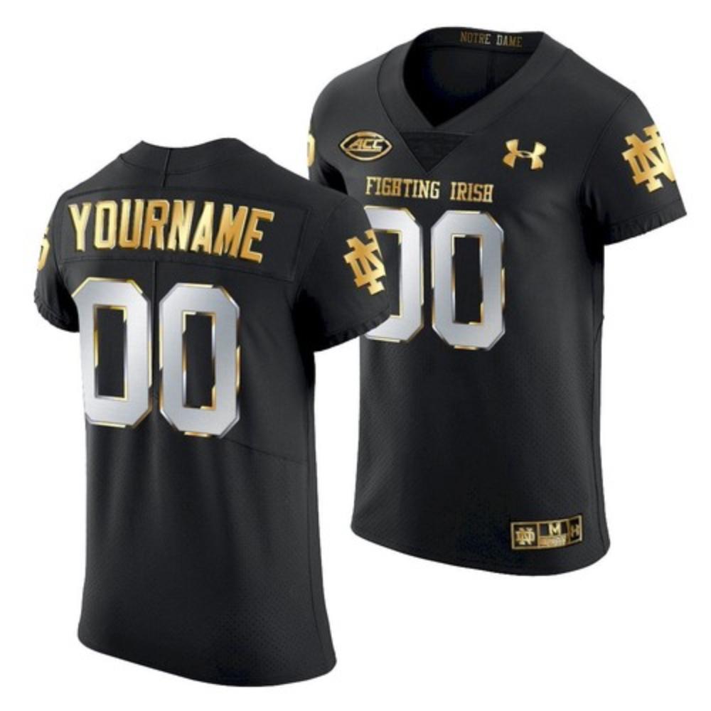 Mens Notre Dame Fighting Irish Custom Black Golden Edition Jersey 2020 21