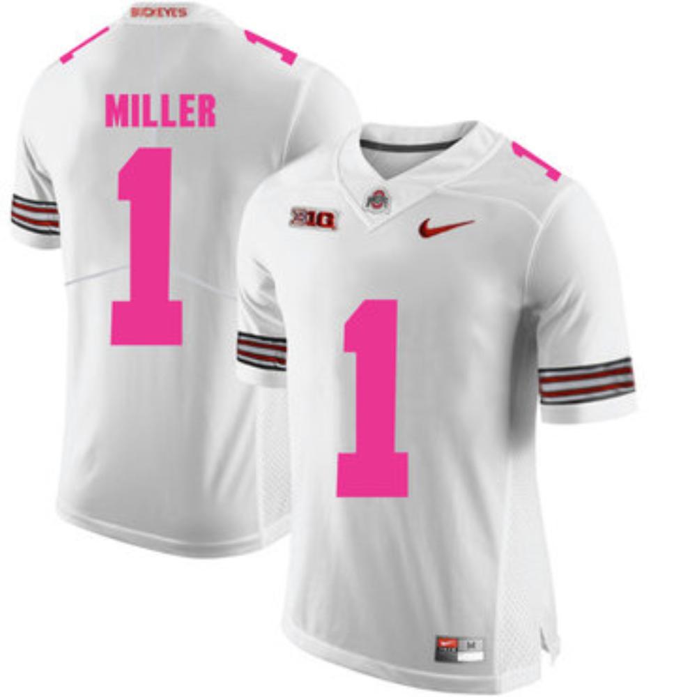 Mens Ohio State Buckeyes 1 Braxton Miller White College Football Jersey