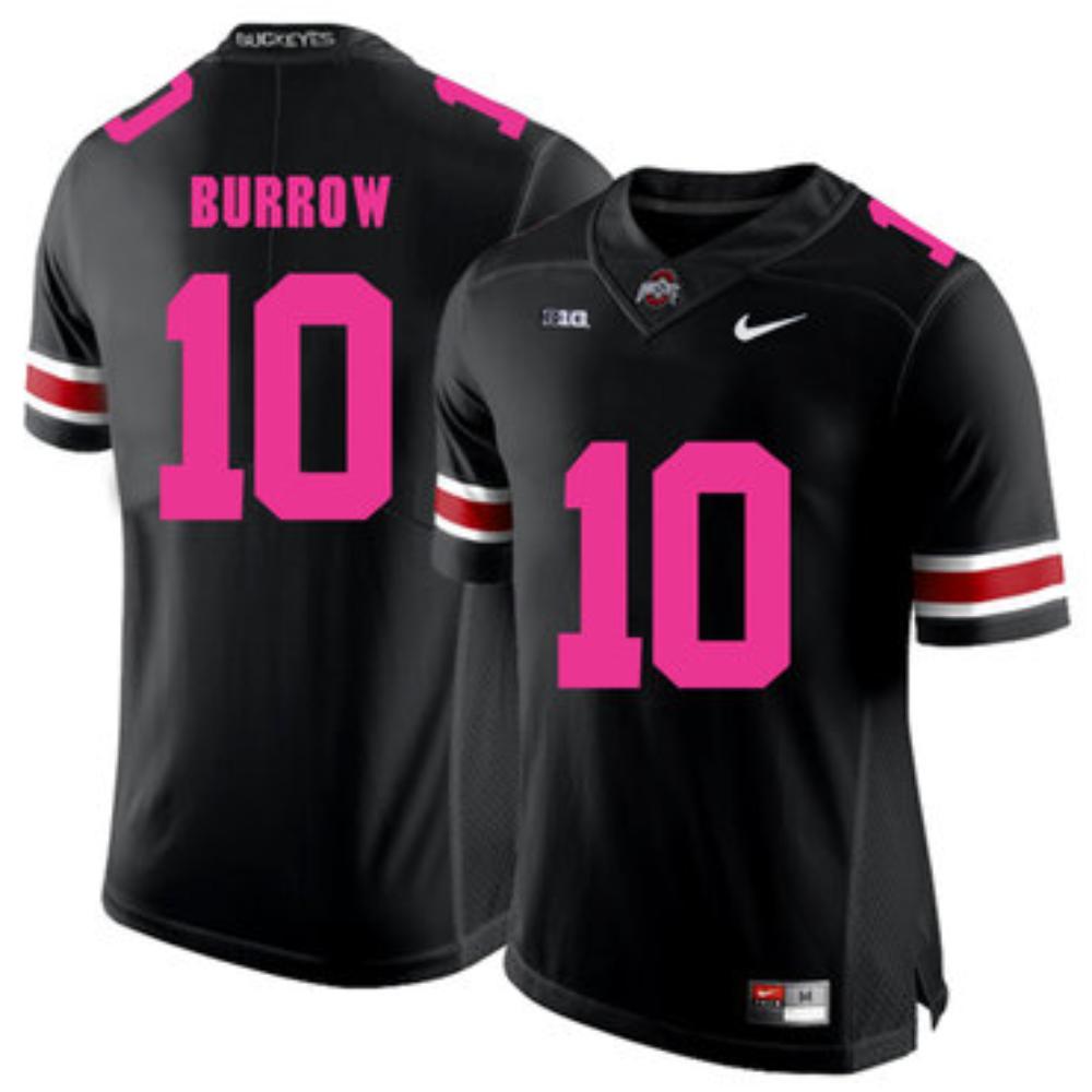 Mens Ohio State Buckeyes 10 Joe Burrow Black College Football Jersey