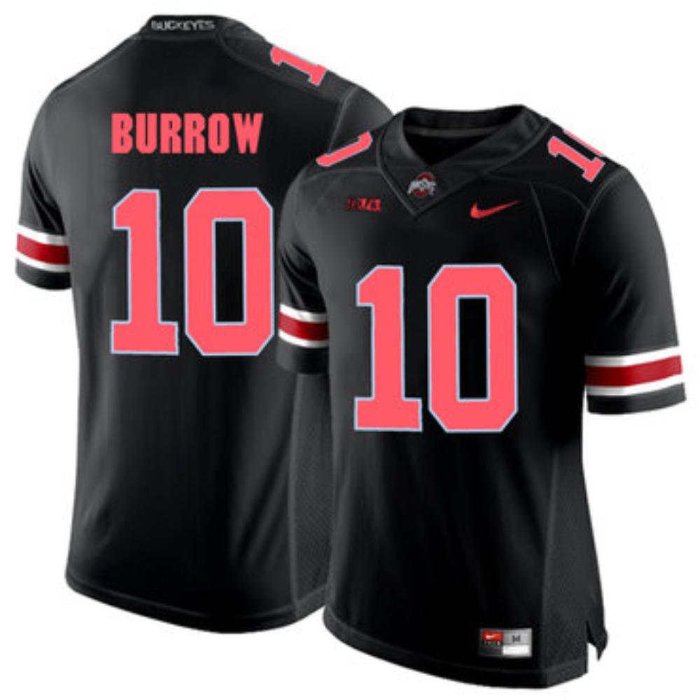 Mens Ohio State Buckeyes 10 Joe Burrow Blackout College Football Jersey