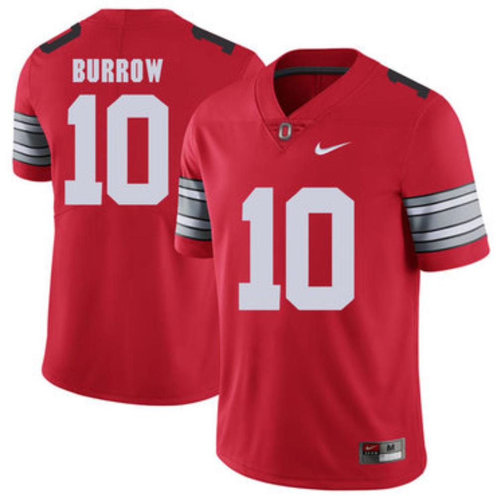 Mens Ohio State Buckeyes 10 Joe Burrow Red College Football Limited Jersey