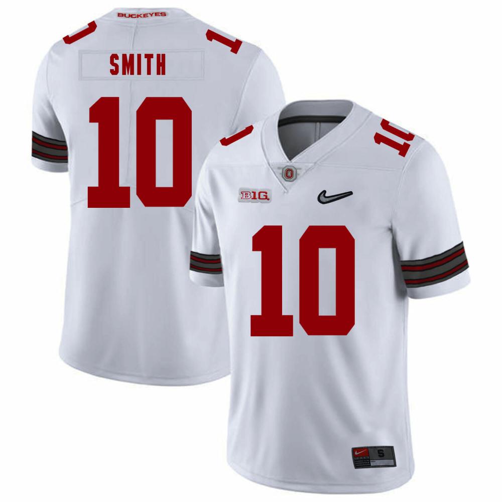 Mens Ohio State Buckeyes 10 Troy Smith Football Jersey Diomand White