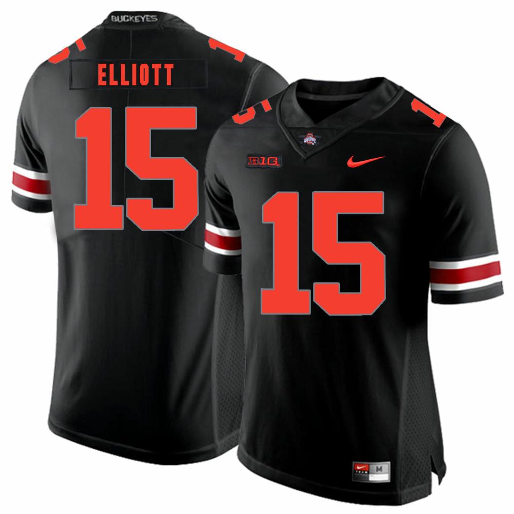 Mens Ohio State Buckeyes 15 Ezekiel Elliott Football Jersey Black Shadow