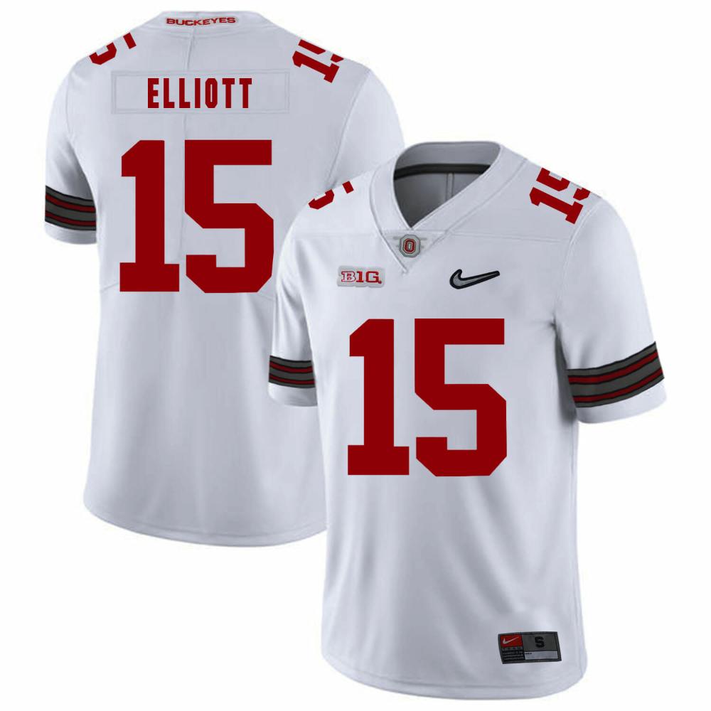 Mens Ohio State Buckeyes 15 Ezekiel Elliott Football Jersey Diamond White