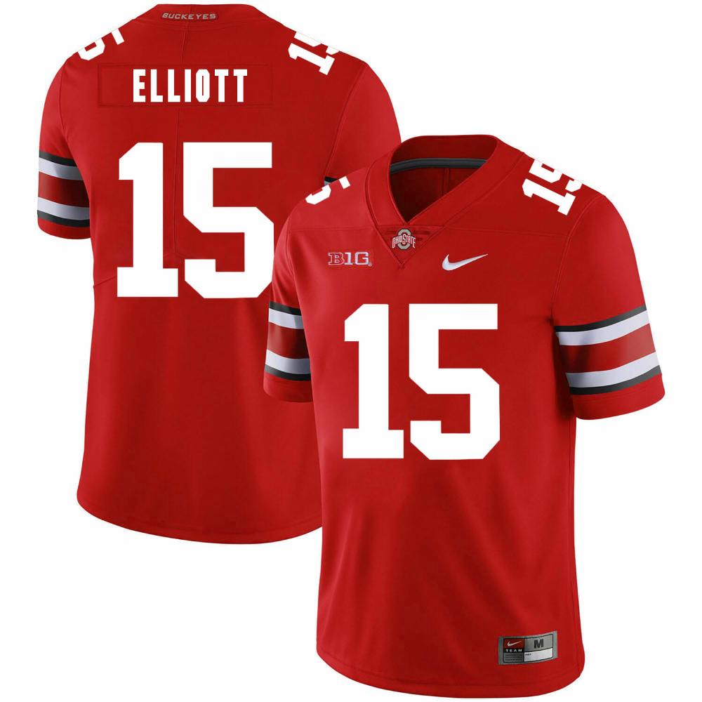 Mens Ohio State Buckeyes 15 Ezekiel Elliott Football Jersey Red
