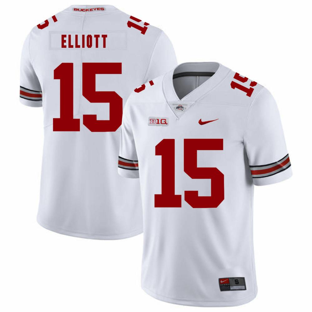 Mens Ohio State Buckeyes 15 Ezekiel Elliott Football Jersey White