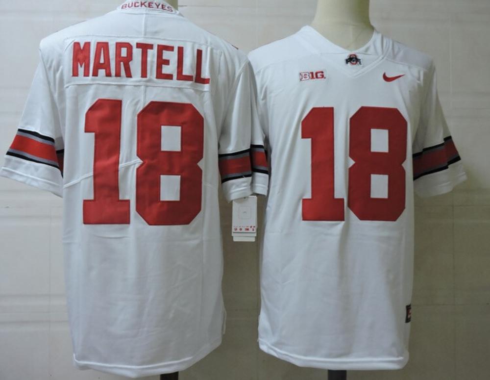 Mens Ohio State Buckeyes 18 Martell College Football Jersey White