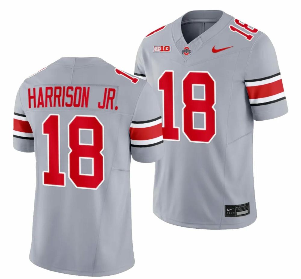 Mens Ohio State Buckeyes 18 Marvin Harrison Jr Jersey Alternate Gray Limited