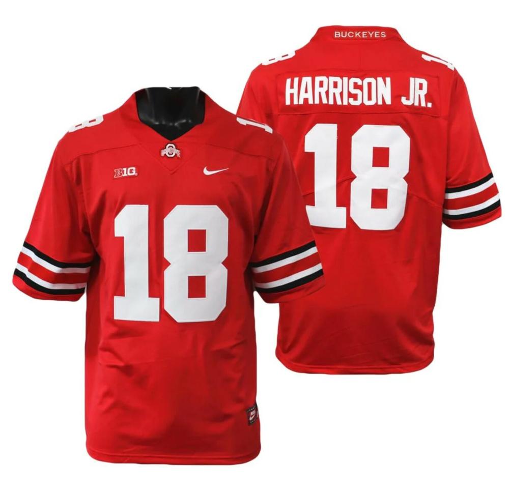 Mens Ohio State Buckeyes 18 Marvin Harrison Jr Jersey Red Ncaa College