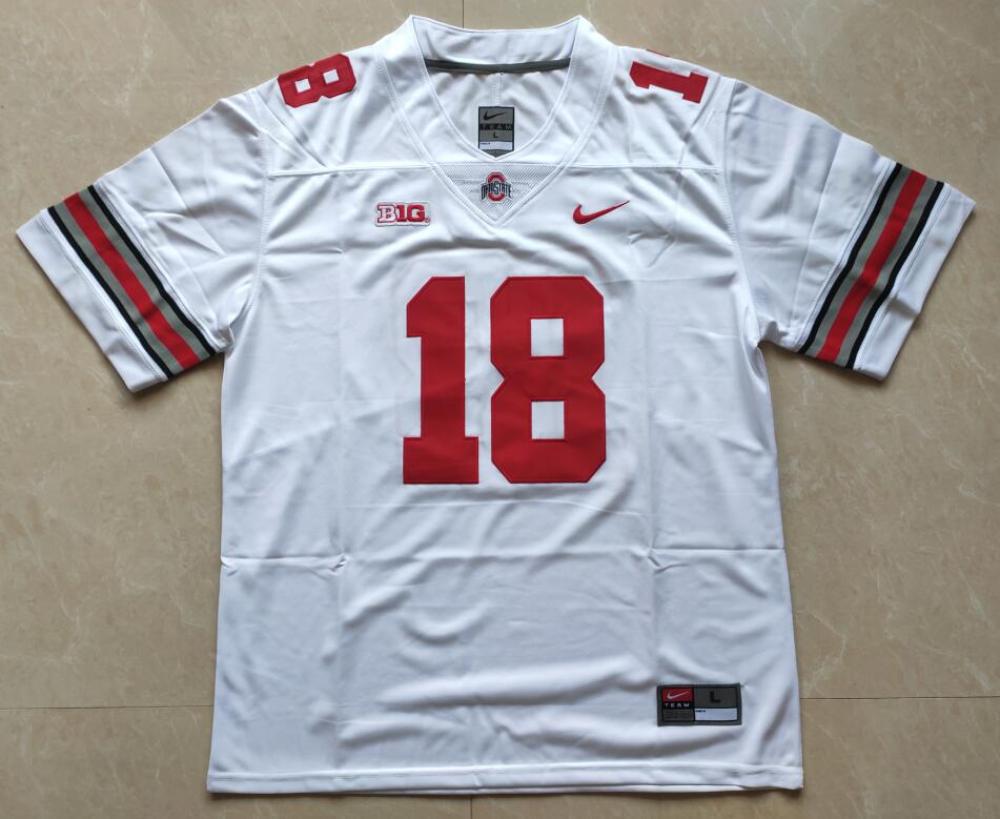Mens Ohio State Buckeyes 18 Marvin Harrison Jr Jerseys White