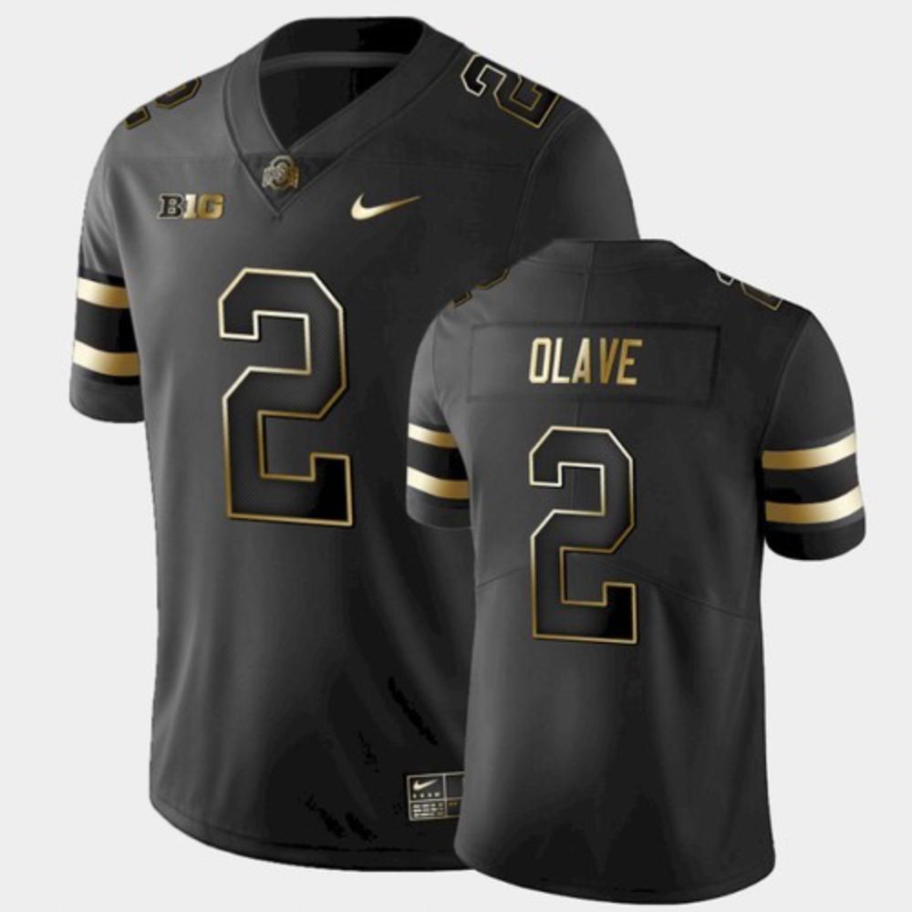 Mens Ohio State Buckeyes 2 Chris Olave Black Golden 2021 Jersey