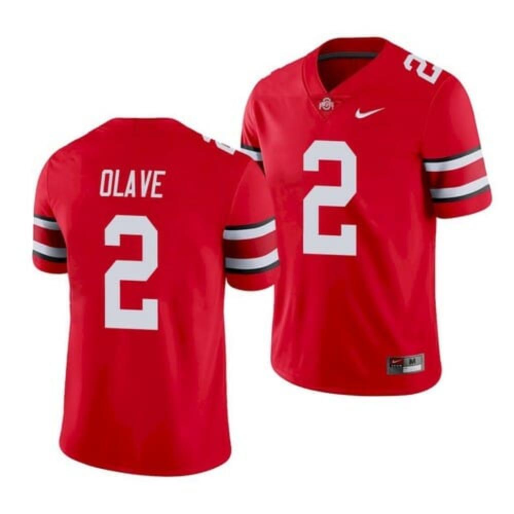 Mens Ohio State Buckeyes 2 Chris Olave Jersey College Football Jersey Red Sti