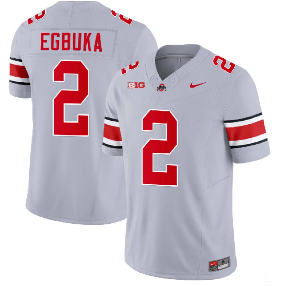 Mens Ohio State Buckeyes 2 Emeka Egbuka Gray 2023 Fuse Limited Stitched J