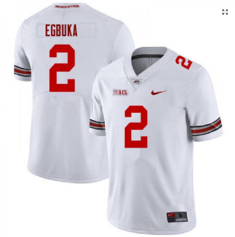 Mens Ohio State Buckeyes 2 Emeka Egbuka White Vapor Limited Stitched Jersey