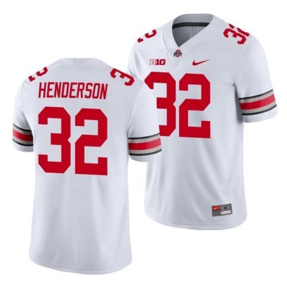 Mens Ohio State Buckeyes 32 Treveyon Henderson White Stitched Jersey
