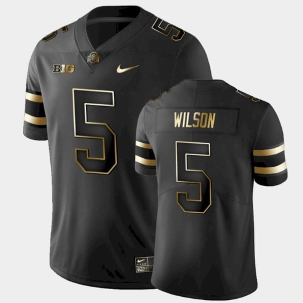 Mens Ohio State Buckeyes 5 Garrett Wilson Black Golden Jersey
