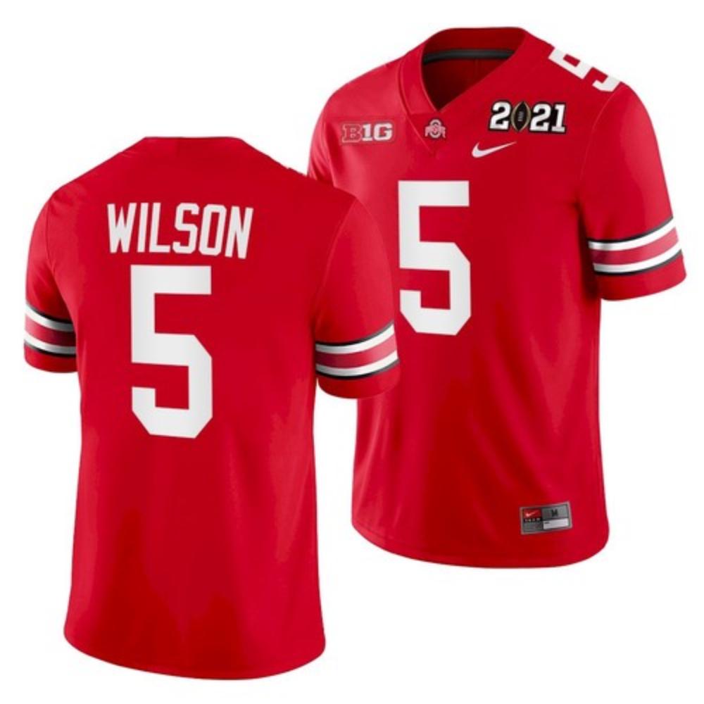 Mens Ohio State Buckeyes 5 Garrett Wilson Scarlet 2021 Jersey