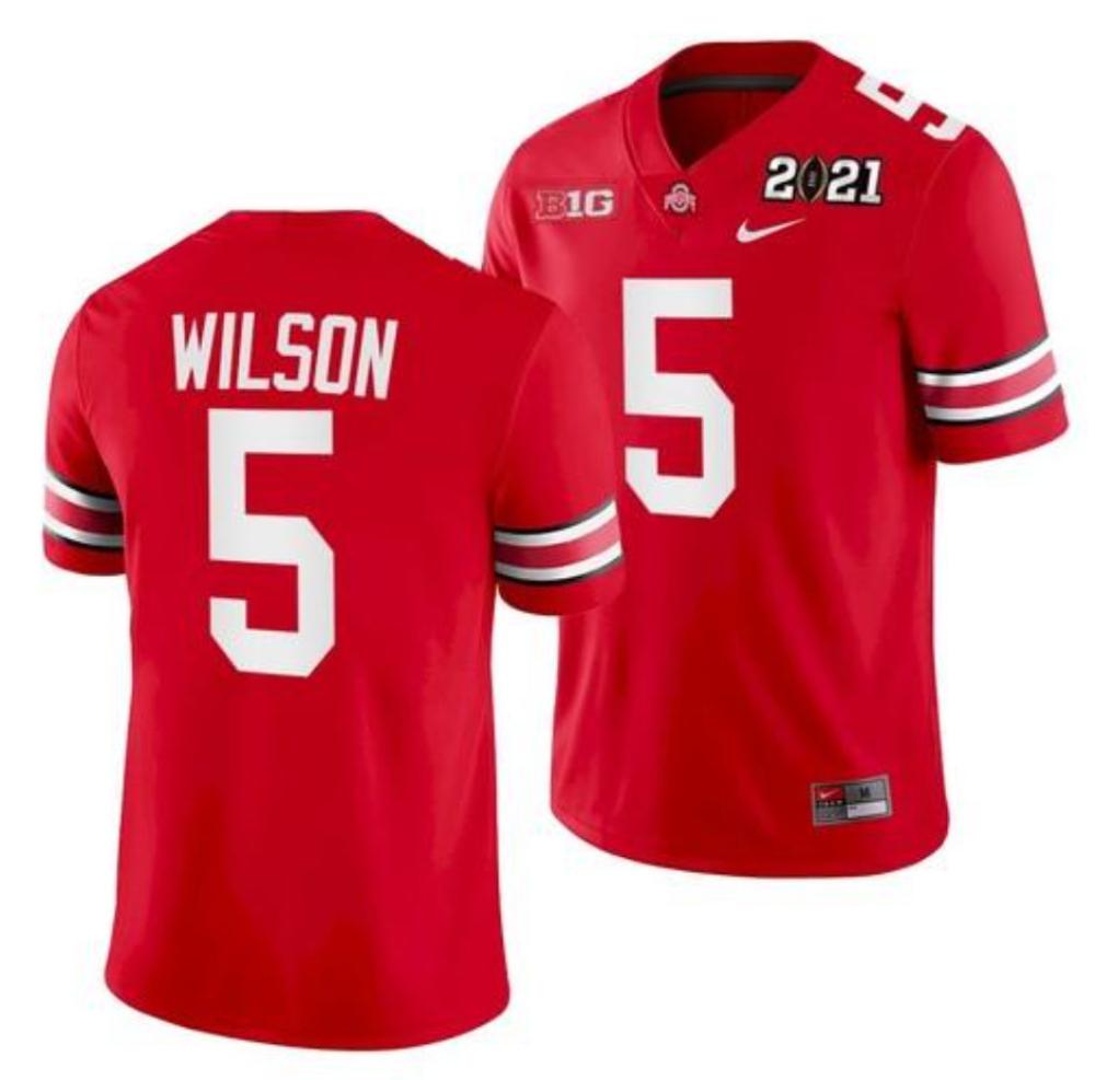 Mens Ohio State Buckeyes 5 Garrett Wilson Scarlet Football Jersey