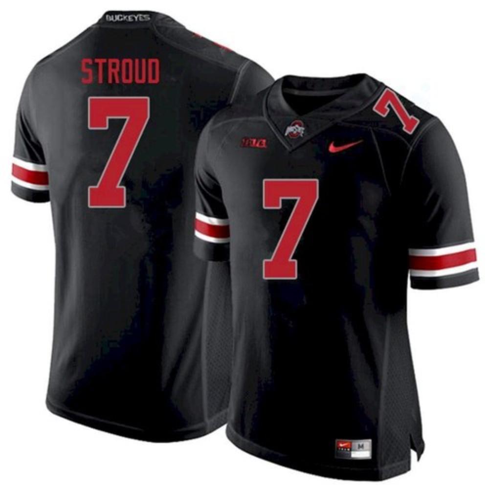 Mens Ohio State Buckeyes 7 Cj Stroud Black Red Jersey
