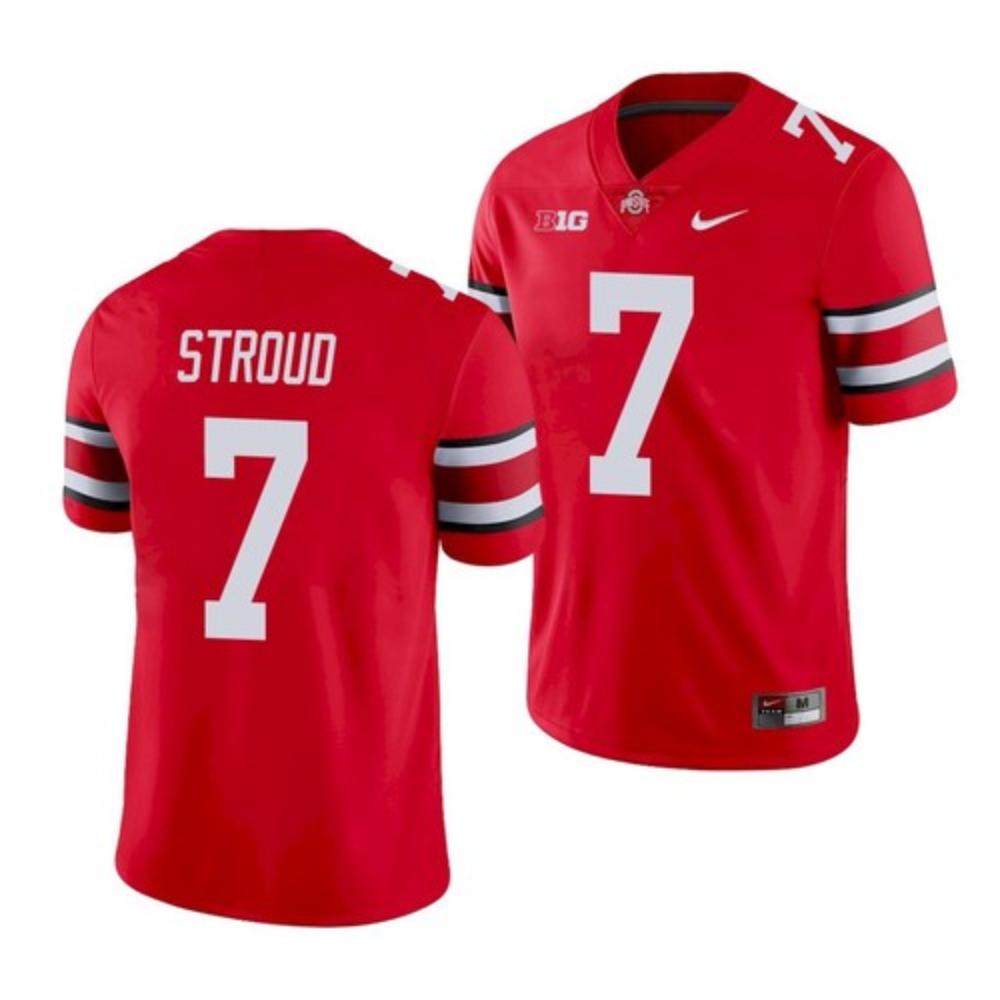 Mens Ohio State Buckeyes 7 Cj Stroud Scarlet 2021 Jersey Red