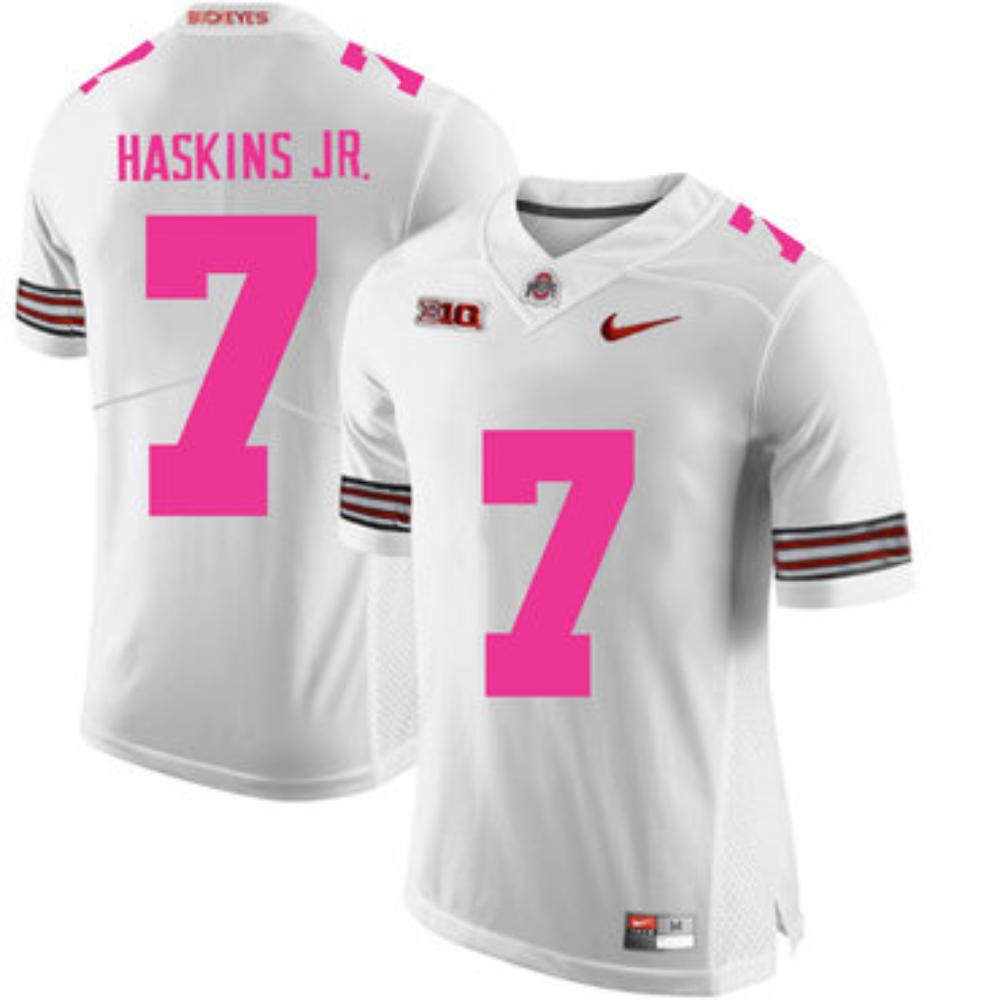 Mens Ohio State Buckeyes 7 Dwayne Haskins White College Football Jersey