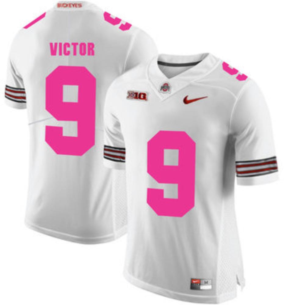 Mens Ohio State Buckeyes 9 Binjimen Victor White College Football Jersey