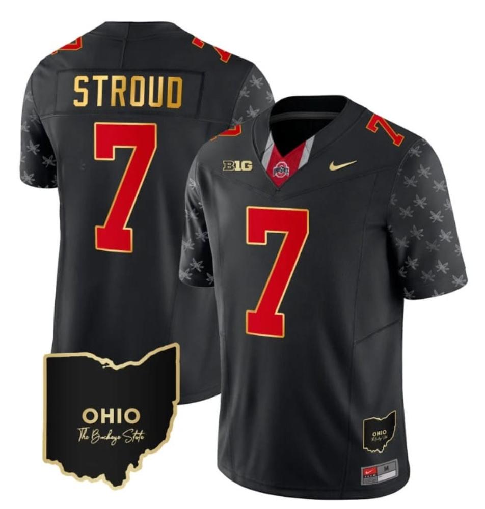 Mens Ohio State Buckeyes Cj Stroud Jersey 7 Alternate Black Gold Trim