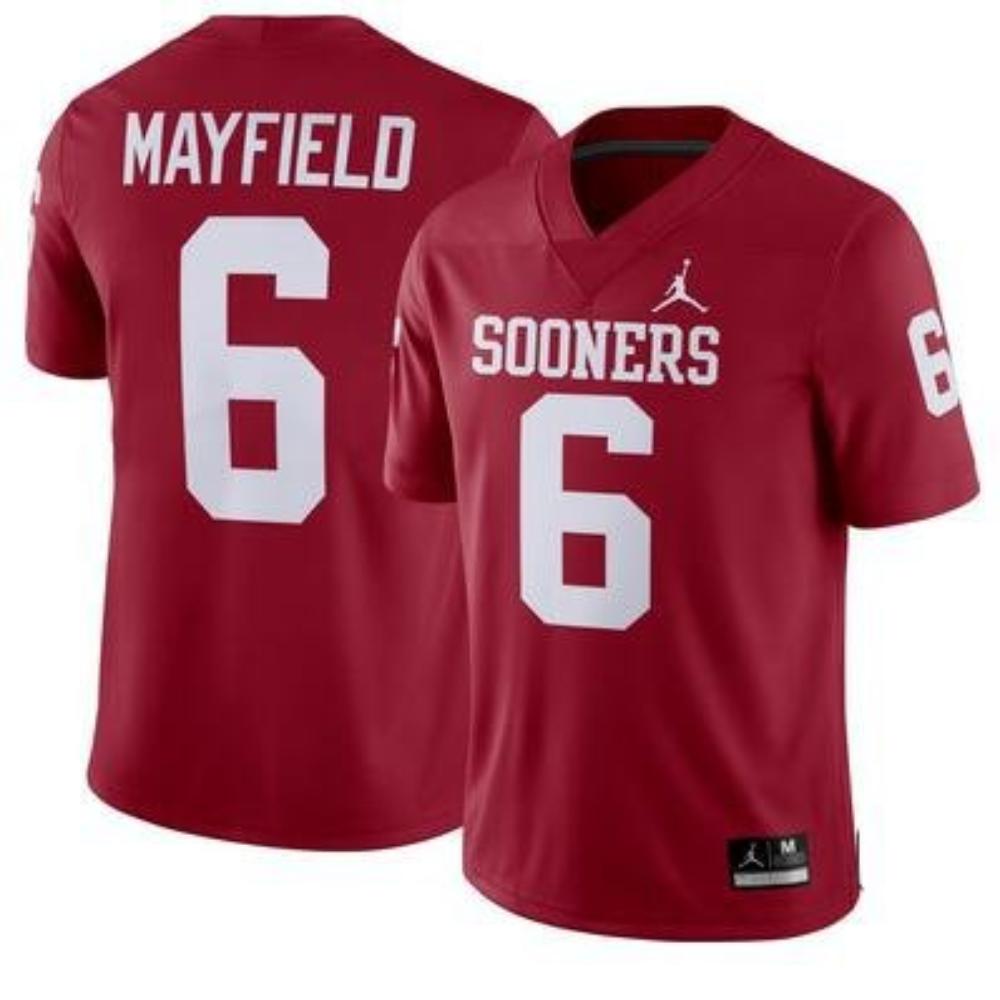 Mens Oklahoma Sooners 6 Baker Mayfield Red College Football Jersey