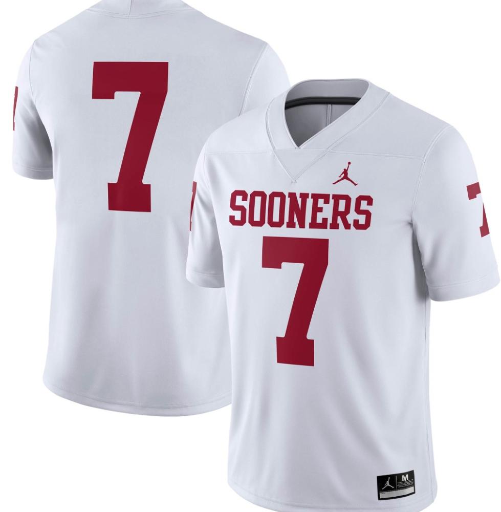 Mens Oklahoma Sooners 7 College Football Jersey White