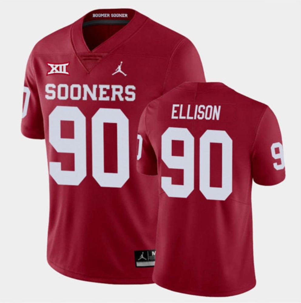 Mens Oklahoma Sooners 90 Josh Ellison Football Jersey Crimson