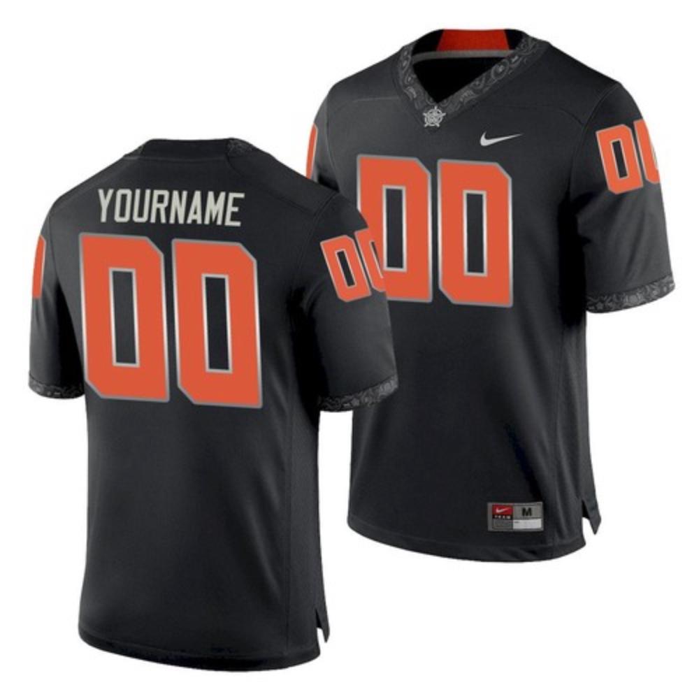 Mens Oklahoma State Cowboys Custom Black College Football Mens Game Jersey