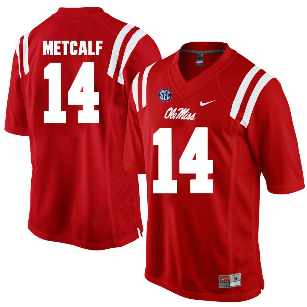 Mens Ole Miss Rebels 14 Dk Metcalf Ncaa Jersey College Red