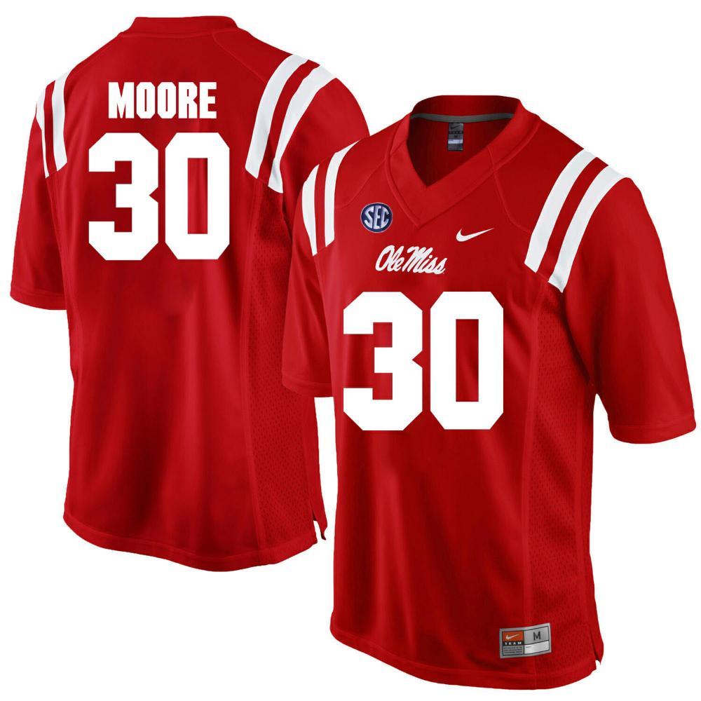 Mens Ole Miss Rebels 30 Aj Moore Ncaa Jersey College Red
