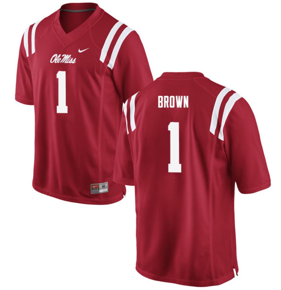 Mens Ole Miss Rebels College Football Jerseys Aj Brown 1 Blue Jersey