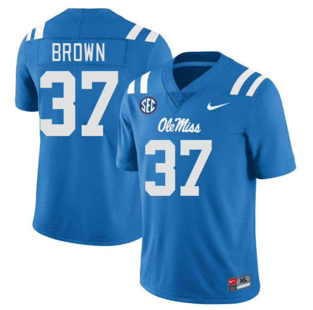 Mens Ole Miss Rebels College Football Jerseys Aj Brown 37 Blue Jersey