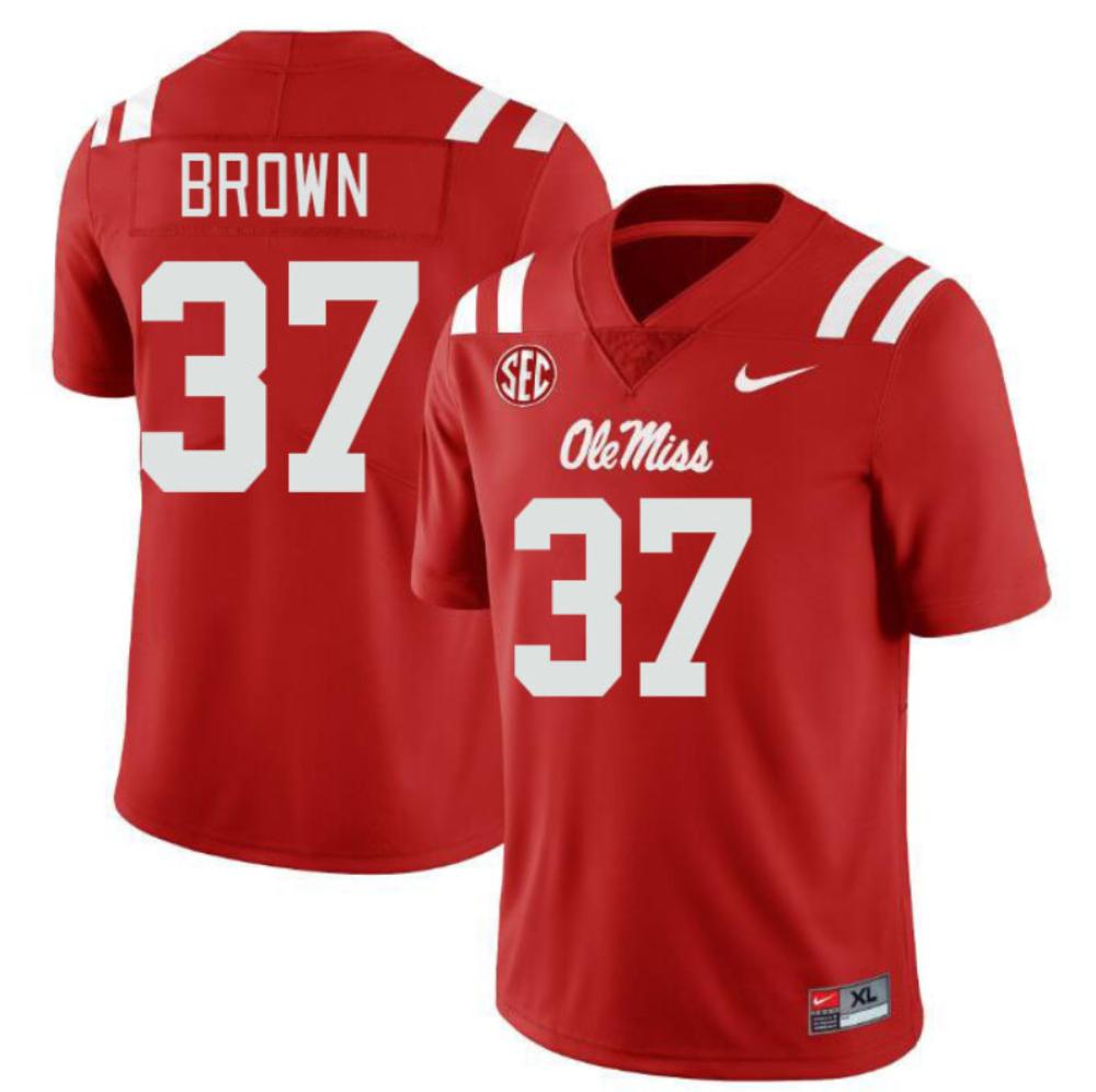 Mens Ole Miss Rebels College Football Jerseys Aj Brown 37 Red Jersey