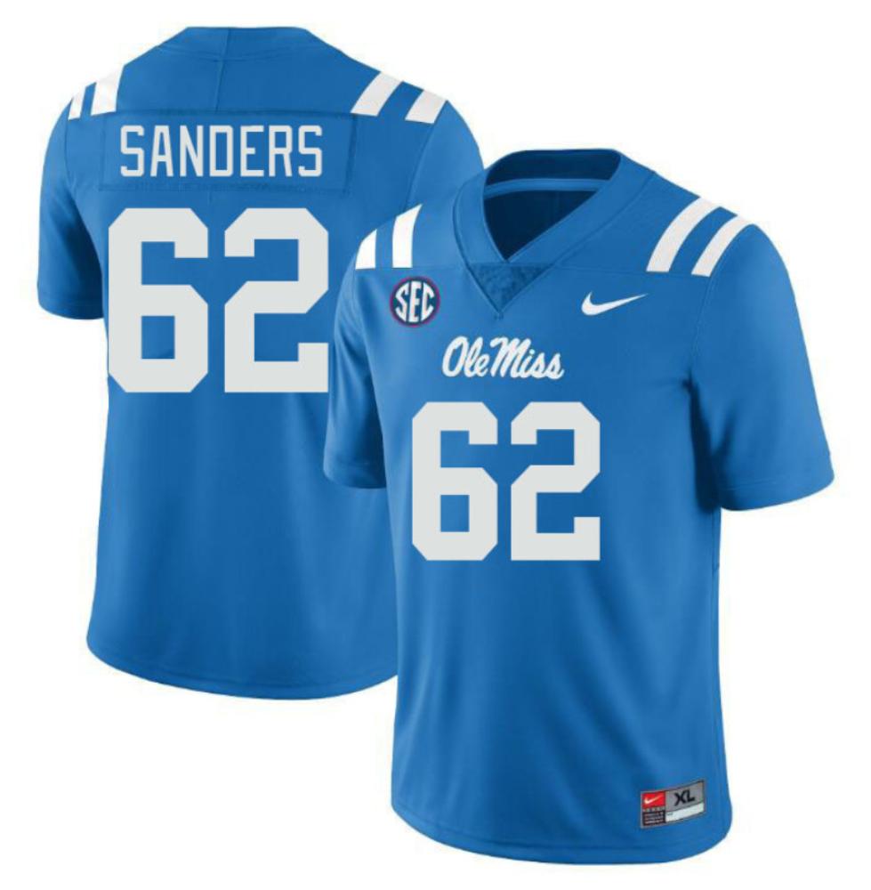 Mens Ole Miss Rebels College Football Jerseys Brycen Sanders 62 Blue Jersey