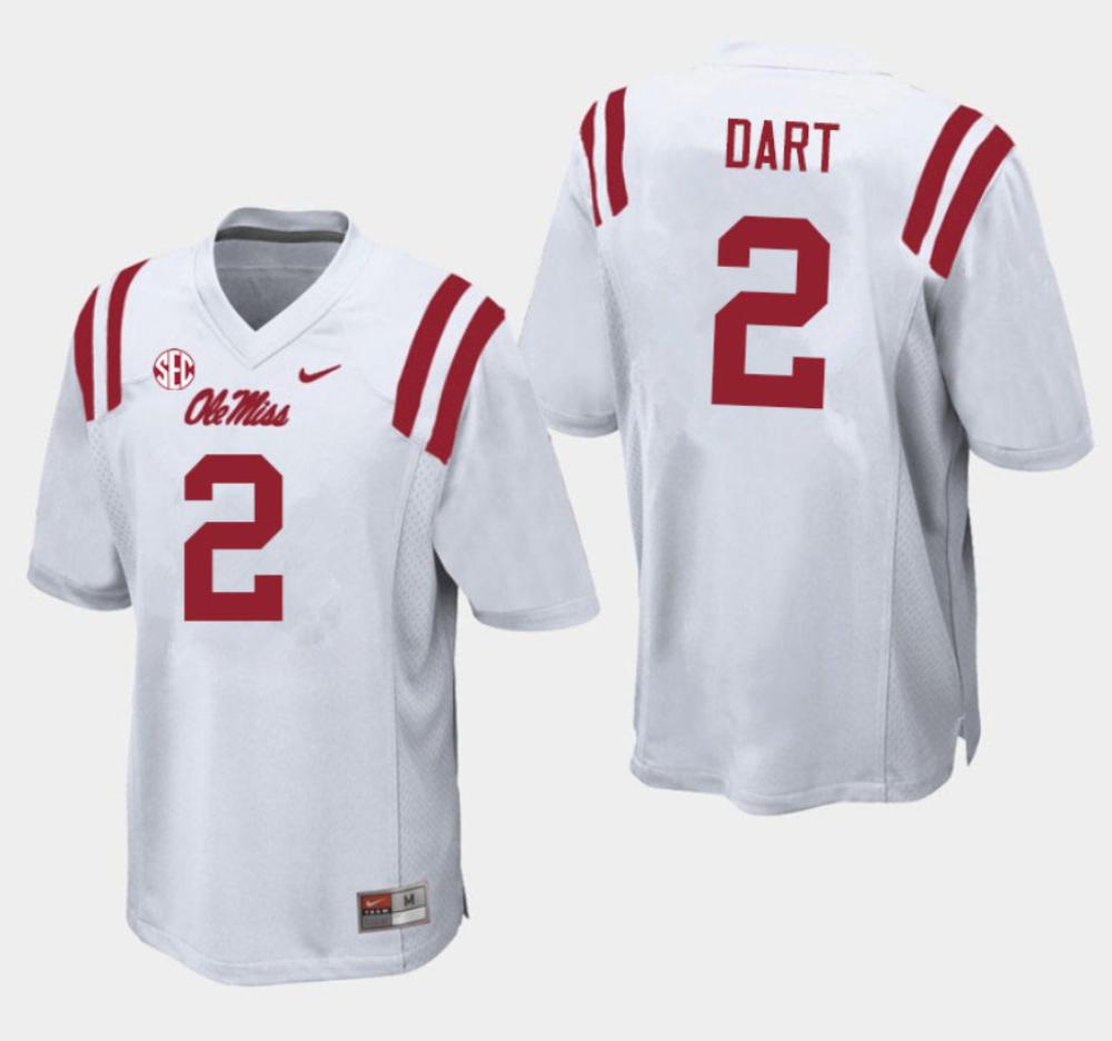 Mens Ole Miss Rebels College Football Jerseys Jaxson Dart 2 White Jersey