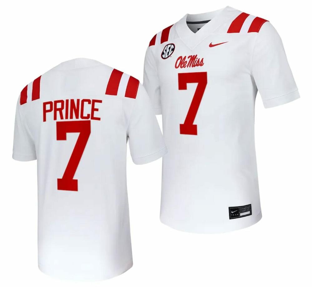 Mens Ole Miss Rebels Deantre Prince Jersey 7 Untouchable College 2023 White